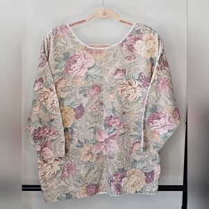 Vintage 1980s Womens Floral Oversized Glory US Sweater. Made In USA